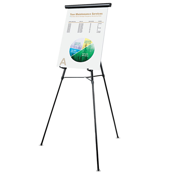 Universal - 3-Leg Telescoping Easel with Pad Retainer, Adjusts 34" to 64", Aluminum, Black