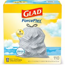 Glad ForceFlex Tall Kitchen Drawstring Trash Bags [BAG;KITC;FRSHODRS;13GL;110-BX]