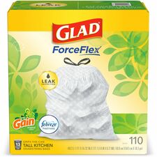 Glad ForceFlex Tall Kitchen Drawstring Trash Bags [BAG;KITC;GAINODRS;13GL;110-BX]