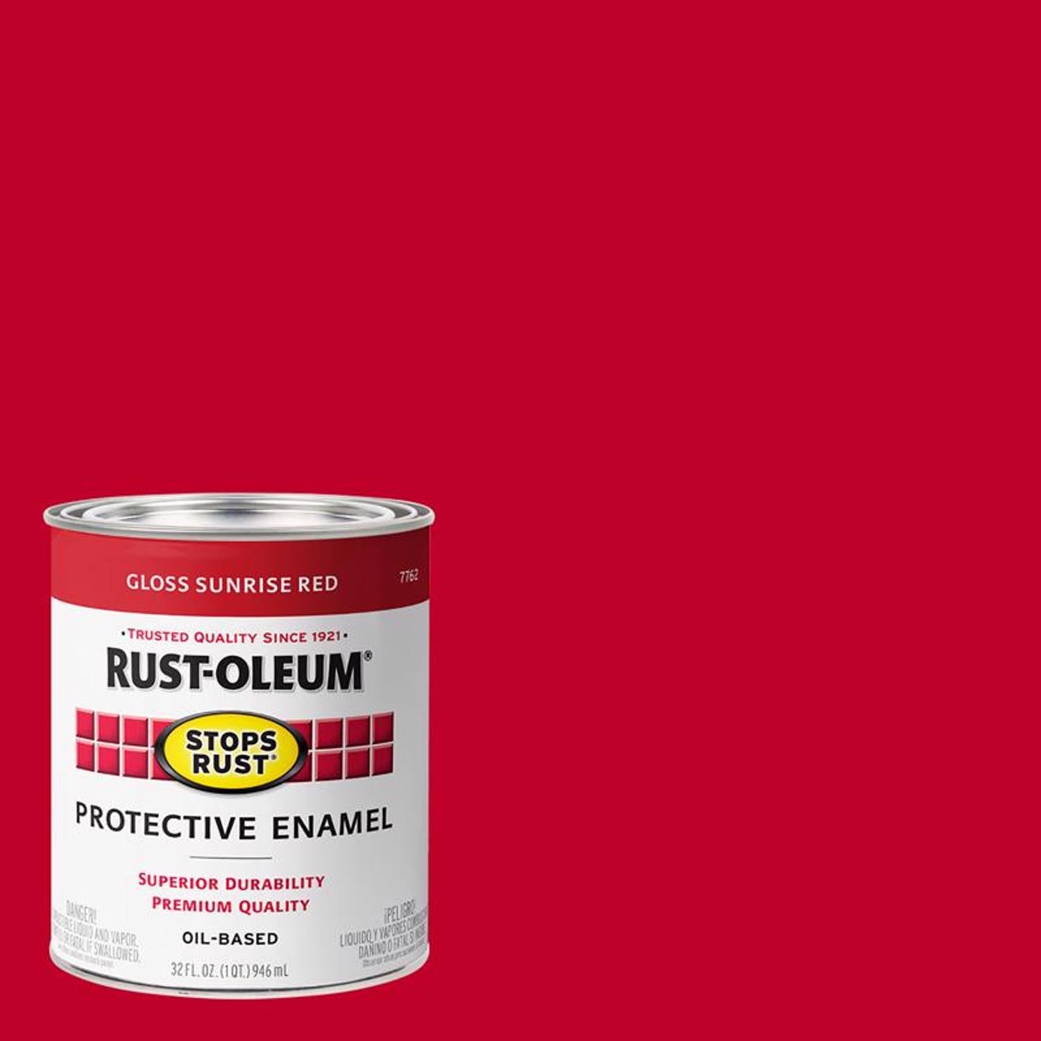 Rust-Oleum Stops Rust Indoor and Outdoor Gloss Sunrise Red Oil-Based Protective Paint 1 qt - Case of 2