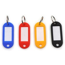 CARL Split Ring Key Tags - 3" Length x 3" Width - Ring Fastener - 20 / Pack - Plastic - Assorted