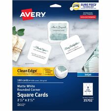 Avery&reg; Clean Edge Square Cards, Rounded Corners, 2.5" x 2.5" (35702)