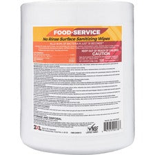 2XL No Rinse Foodservice Sanitizing Wipes - 6" x 8" - White - 500 / Roll