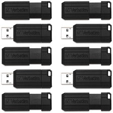 Microban 64GB PinStripe USB Flash Drive - Business 10pk - Black - 64 GB - USB 2.0 Type A - Black - 10 / Pack