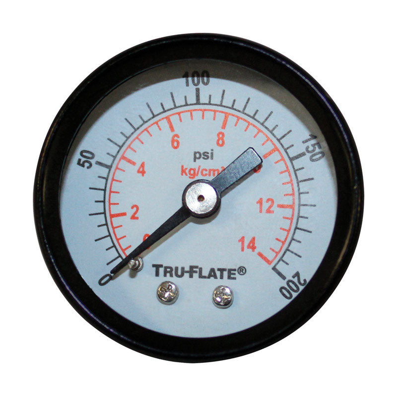 TRU-FLATE - Tru-Flate Plastic/Steel Mini Air Line Rugged Gauge 1/8 in. NPT 200 psi 1 pc