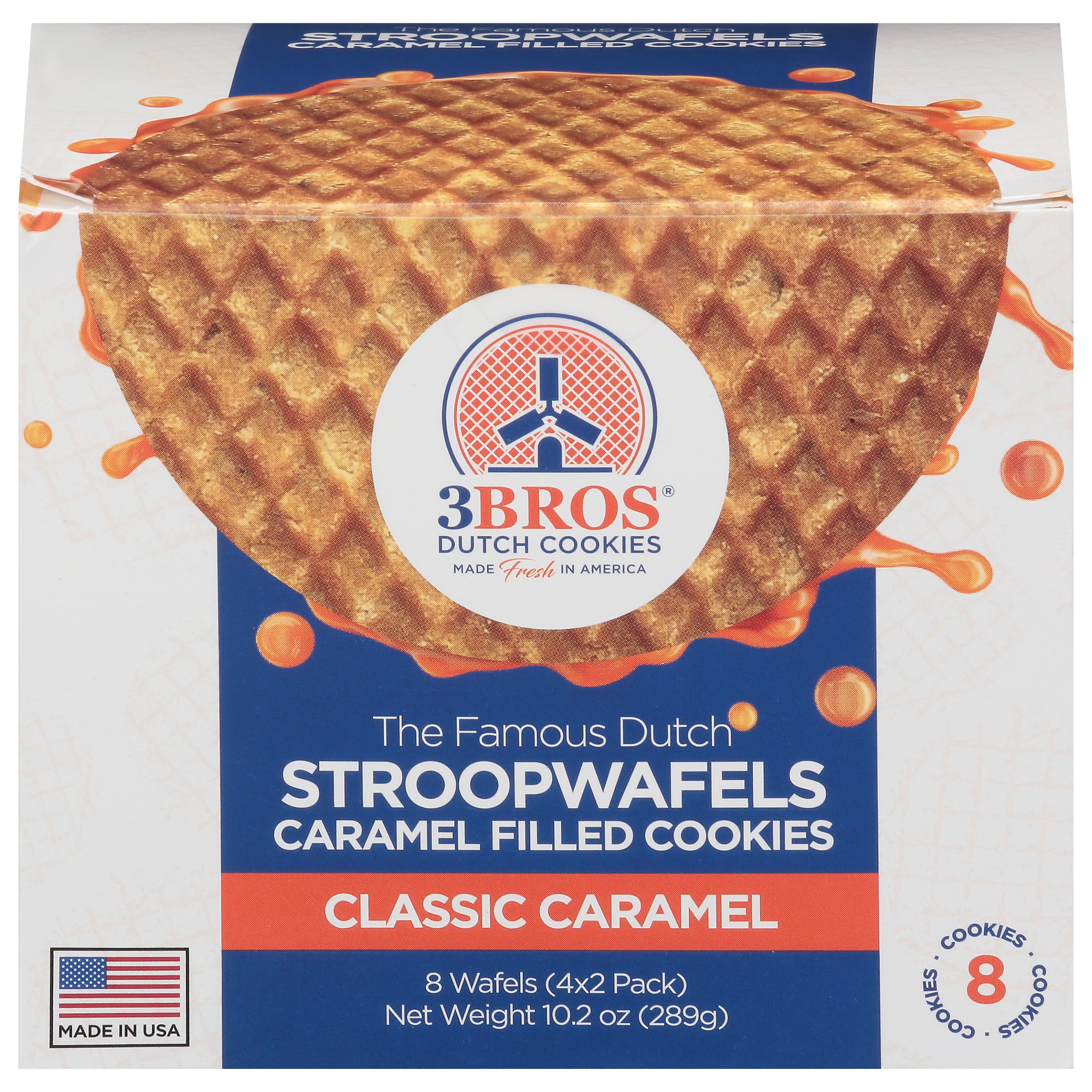 3Bros Classic Caramel Stroopwafels 8 ea - Case of 8