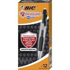 BIC PrevaGuard Gel-ocity Gel Pen - 0.7 mm Pen Point Size - Black Gel-based Ink - 1 / Dozen