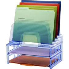 Officemate Blue Glacier&trade; Large Incline Sorter w/ 2 Letter Trays
