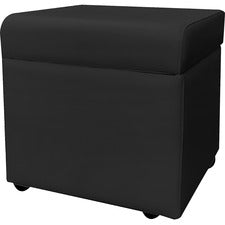 Safco Santa Cruz Lounge, Storage Ottoman - Leather Black Seat - 1 Each