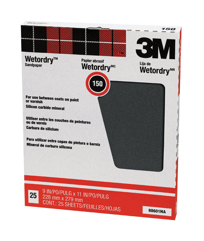 3M - 3M 11 in. L X 9 in. W 150 Grit Silicon Carbide Sandpaper 25 pk