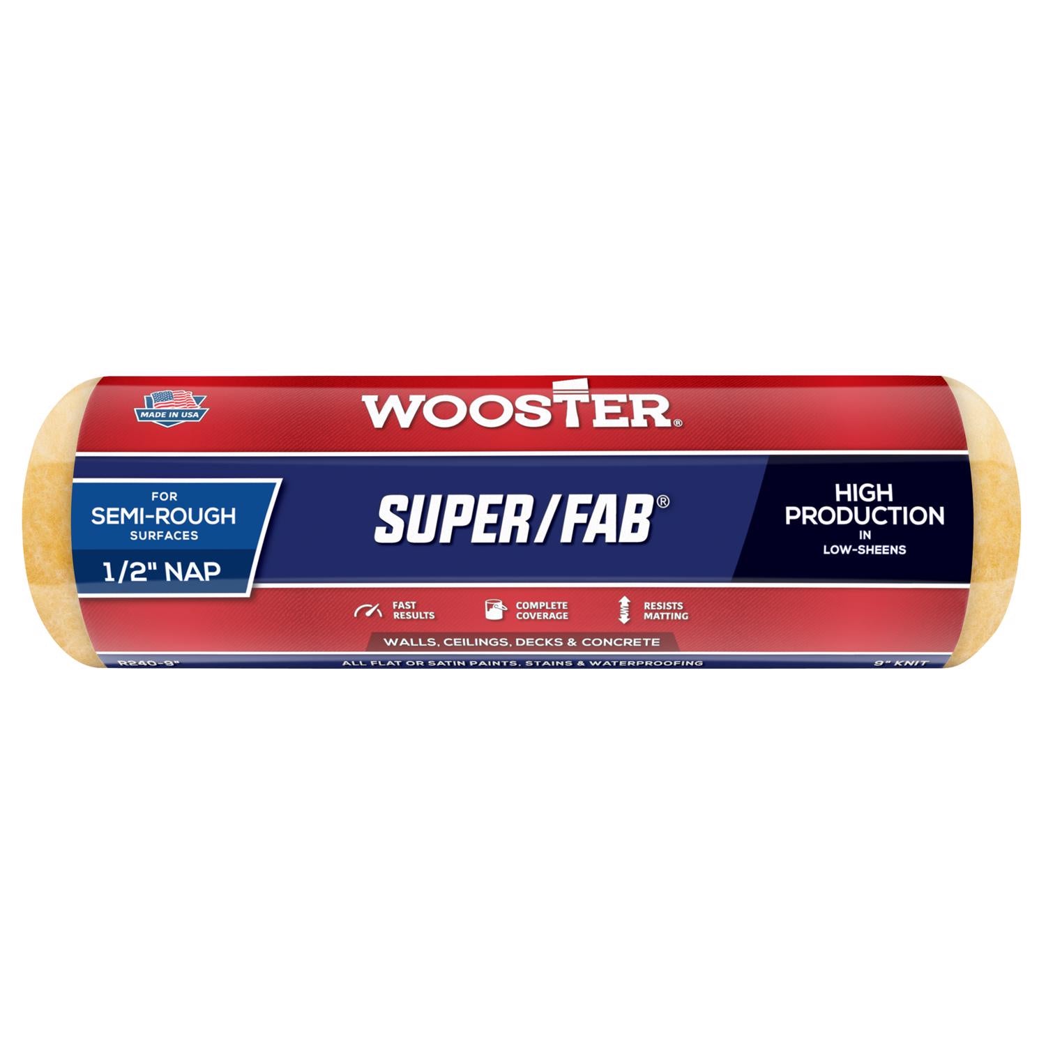 Wooster Super/Fab Knit 9 in. W X 1/2 in. Regular Paint Roller Cover 1 pk - Case of 12
