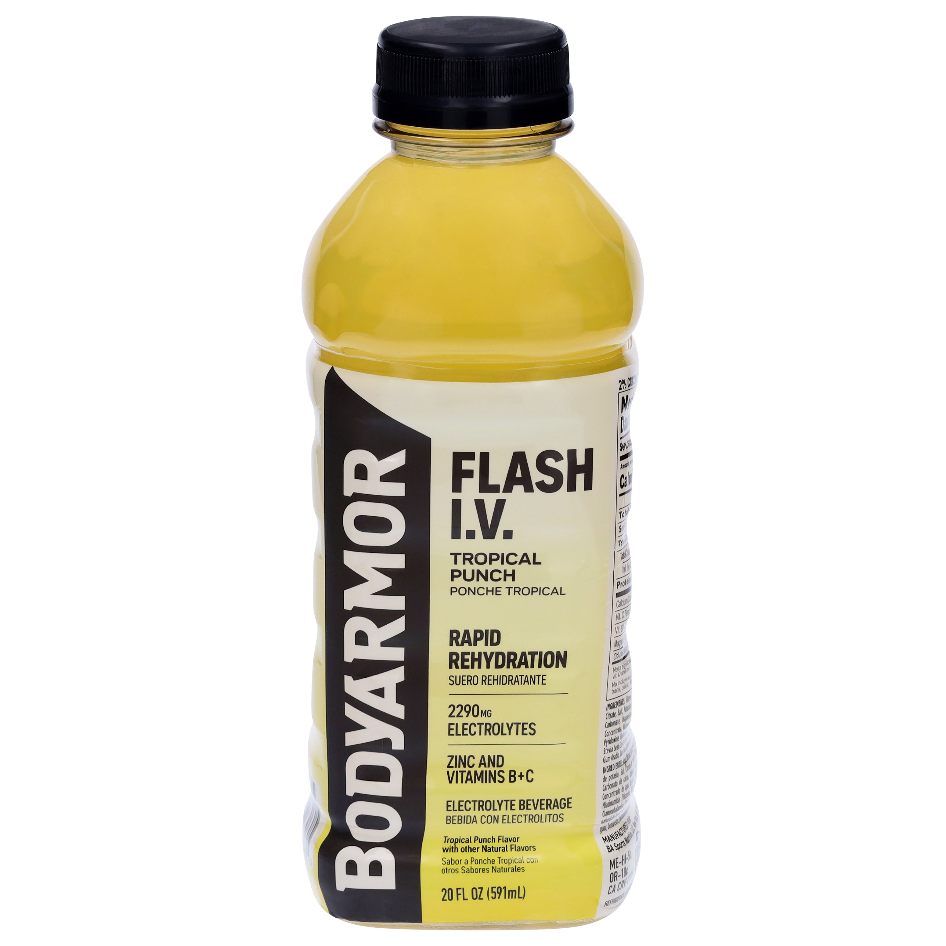 BodyArmor Flash I.V. Rapid Rehydration Tropical Punch Electrolyte Beverage 20 fl oz - Case of 12