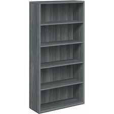 HON 10500 Bookcase - 36" x 13.1"71" - 5 Shelve(s) - Material: Laminate - Finish: Sterling Ash - Leveling Glide