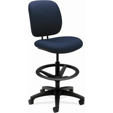 HON ComforTask Sitting Stool - Navy Polymer Seat - Navy Fabric Back - Black Frame - Low Back - Navy