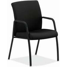 HON Ignition Chair - Black Fabric Back - Black Steel Frame - Black - Armrest [CHAIR;GUEST;4-LEG;BK-EA]