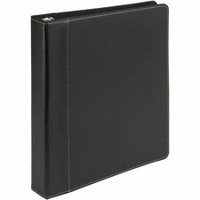 Samsill Contrast Stitch Leather Ring Binder [BINDER;1";CONTRAST;BLK-EA]