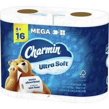 Charmin Ultra Soft Bath Tissue - 2 Ply - 244 Sheets/Roll - White - 18 Rolls Per Container - 4 / Pack