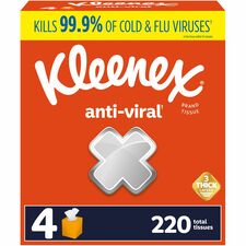 Kleenex Anti-viral Facial Tissue - 3 Ply - White - 55 Per Box - 12 / Carton