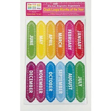 Ashley Magnetic Chalkboard Calendar Months - 12 - Write on/Wipe off - 1 Each - Multicolor [SET;MAG;MONTHS;YEAR;CHKLP-EA]