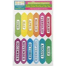 Ashley Magnetic Chalkboard Calendar Months - 12 - Write on/Wipe off - 1 Each - Multicolor [SET;MAG;MONTHS/YEAR;DOTS-EA]