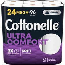 Cottonelle Ultra Comfort Toilet Paper - 2 Ply - 268 Sheets/Roll - White - Fiber - 24 / Pack