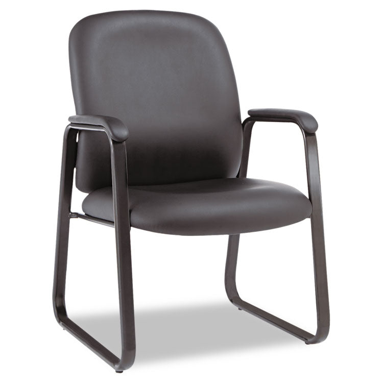 Alera - Alera Genaro Bonded Leather High-Back Guest Chair, 24.60" x 24.80" x 36.61", Black Seat, Black Back, Black Base