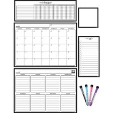 Teacher Created Resources Black & White Dry-Erase Magnetic Calendar Set - Black, White - 1 Pack