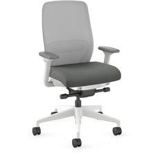 HON Nucleus Recharge Task Chair - Iron Ore Fabric Seat - Fog Back - Designer White Frame - Armrest - 1 Each