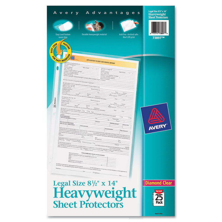 Avery - Top-Load Polypropylene Sheet Protector, Heavy, Legal, Diamond Clear, 25/Pack