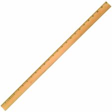 CLI Office Ruler - 24" Length 1.3" Width - Wood, Metal - 1 Each - Brown