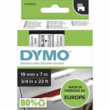 Dymo S0720820 D1 45800 Tape 19mm x 7m Black on Clear