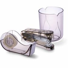 Officemate Recycled 3-Piece Desktop Organizer Set - Desktop - Durable, Sturdy - Translucent Gray - Plastic - 1 Each