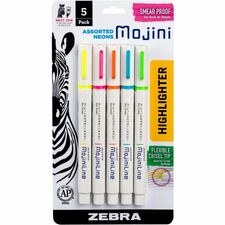 Zebra Pen Mojini Single Ended Highlighters [HIGHLIGHTER;ASST BRGHTS;5PK-PK]
