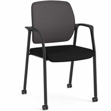 HON Nucleus Guest Chairs - Black Fabric Seat - Black Mesh Back - Four-legged Base - Armrest - 1 Each [CHAIR;GST;ARM;MESHBCK;BLK-HONIB108IMCU49]