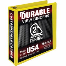 Samsill Durable Three-Ring View Binder [BINDER;DUR VW;2"DR; YELLOW-EA]