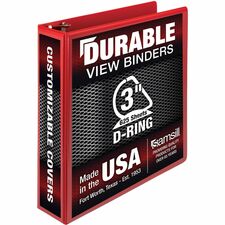 Samsill Durable Three-Ring View Binder [BINDER;DUR VW;3"DR; RED-EA]