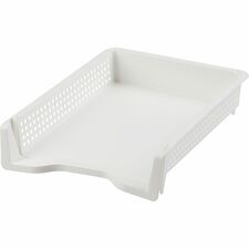 Business Source Stackable Letter Tray - Stackable, Front Loading - Black - Plastic - 1 Each [TRAY;LETTER;STACKABLE;WHITE-EA]