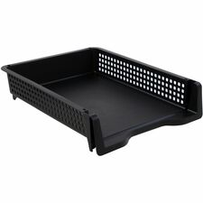 Business Source Stackable Letter Tray - Stackable, Front Loading - Black - Plastic - 1 Each [TRAY;LETTER;STACKABLE;BLACK-EA]