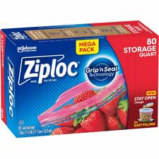 Ziploc&reg; Stand-Up Storage Bags - Blue - 9/Carton - Kitchen [BAG;SUSO;STORG;QT;ZPLC;80BG-CT]