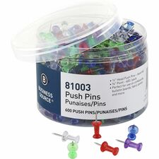 Business Source 1/2" Head Pushpins [PIN;PUSH;ASSORTED;600/BX-PK]