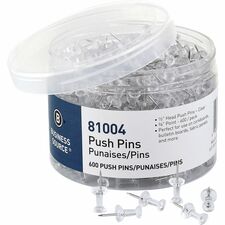 Business Source 1/2" Head Pushpins [PIN;PUSH;CLEAR;600/BX-PK]