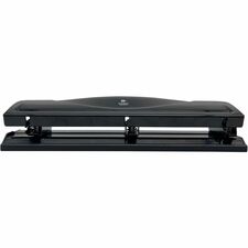 Business Source Nonadjustable 3-Hole Punch - 10 Sheet - 1/4" Punch Size - Round Shape - Black