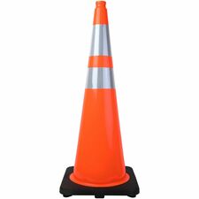 Tatco Slimline Traffic Cones - 1 Each - 36" Height - Reflective, Flexible - Polyvinyl Chloride (PVC) - Orange