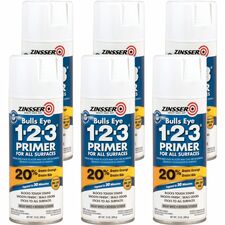 Rust-Oleum Bulls Eye 1-2-3 Water-Based Primer - 13 fl oz - 6 / Carton - White