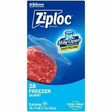 Ziploc¬&reg; Grip n' Seal Freezer Bags [BAG;FRZR;QUART;ZPLC;38BG-BX]
