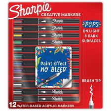 Sharpie Creative Markers, Water-Based Acrylic Markers, Brush Tip [MARKER;SHRP;BRSHCREATE;12CT-PK]