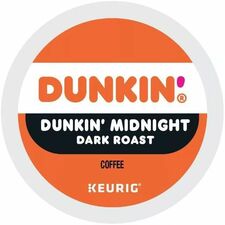 Dunkin'&reg; K-Cup Midnight Coffee - Compatible with Keurig Brewer - Dark - 22 / Box