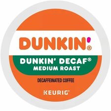 Dunkin'&reg; K-Cup Decaf Coffee - Compatible with Keurig Brewer - Medium - 22 / Box