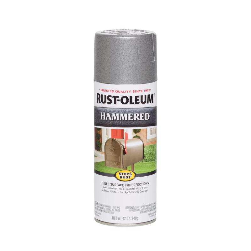 RUST-OLEUM - Rust-Oleum Stops Rust Hammered Silver Spray Paint 12 oz - Case of 6