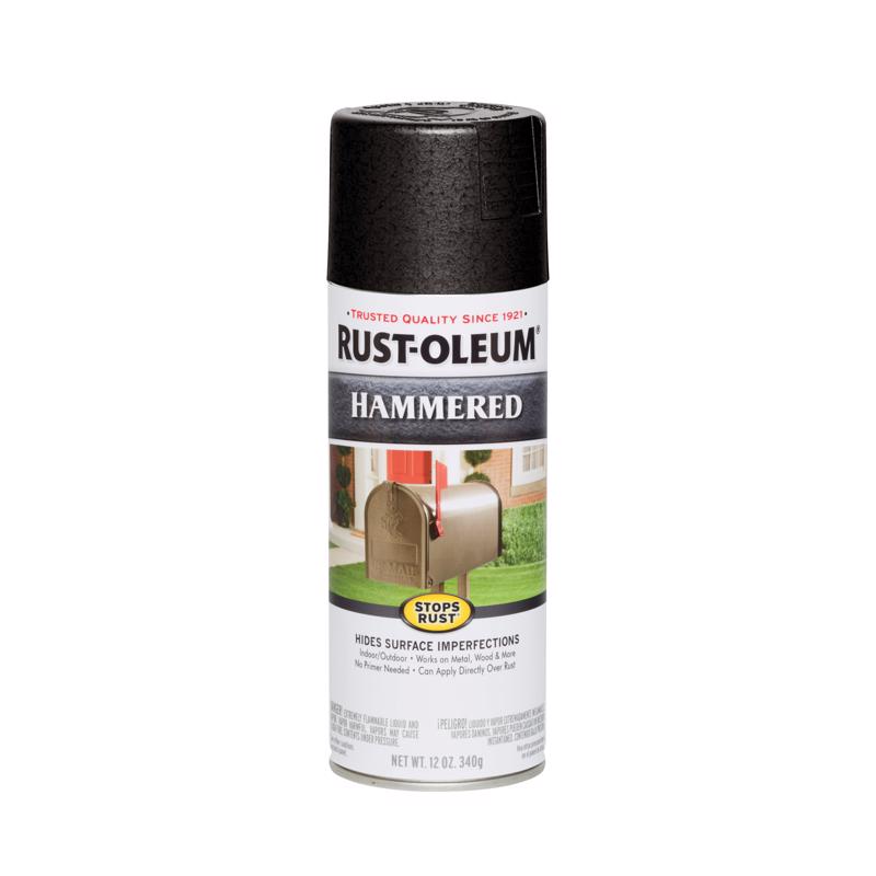 RUST-OLEUM - Rust-Oleum Stops Rust Hammered Black Spray Paint 12 oz - Case of 6